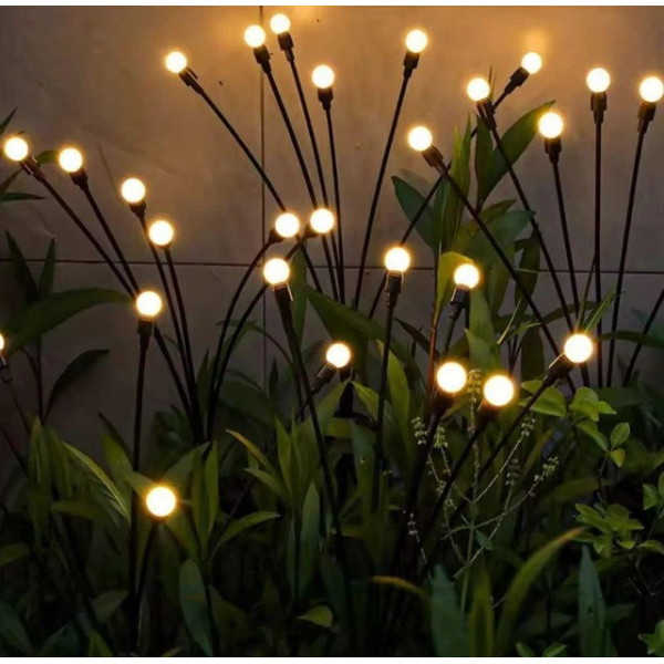 Декоративные LED фонари-светлячки для сада на солнечной батарее, 2 шт, с тёплым светом, в грунт