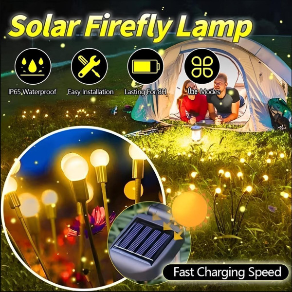 Декоративные LED фонари-светлячки для сада на солнечной батарее, 2 шт, с тёплым светом, в грунт