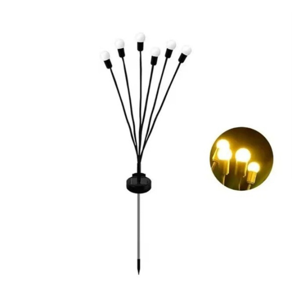 Декоративные LED фонари-светлячки для сада на солнечной батарее, 2 шт, с тёплым светом, в грунт
