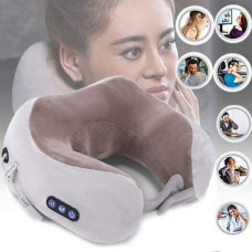 Подушка массажная для шеи U-shaped massage pillow, массажер для плеч и шеи с эффектом памяти ортопедическая