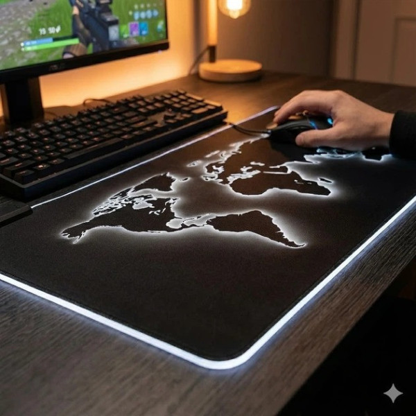 Игровой коврик для мыши HP227 с подсветкой карта мира, большой коврик для ПК и ноутбука