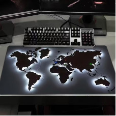Игровой коврик для мыши HP227 с подсветкой карта мира, большой коврик для ПК и ноутбука