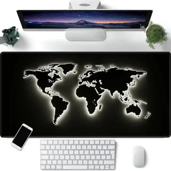 Игровой коврик для мыши HP227 с подсветкой карта мира, большой коврик для ПК и ноутбука