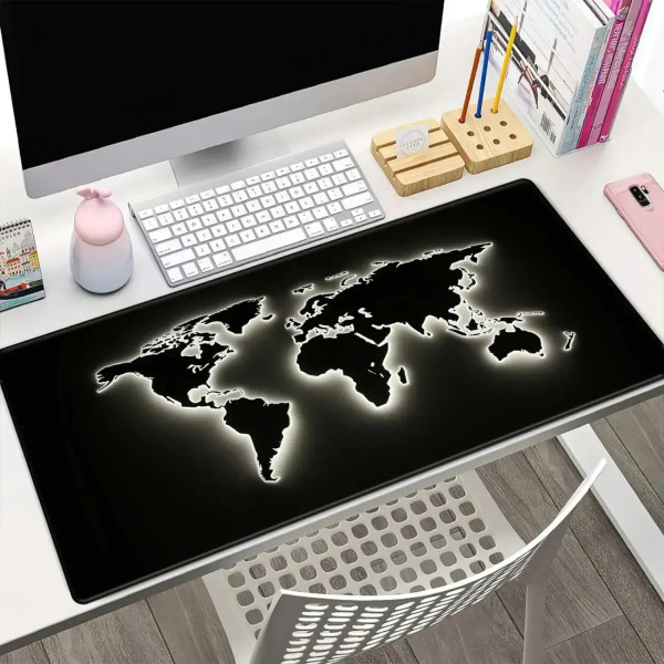 Игровой коврик для мыши HP227 с подсветкой карта мира, большой коврик для ПК и ноутбука