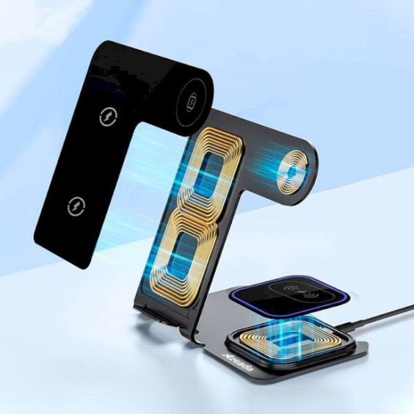 Зарядная станция беспроводная 3в1 Proda Azeada PD-W19 для смартфона и часов складная с быстрой зарядкой