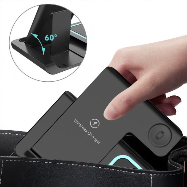 Зарядная станция беспроводная 3в1 Proda Azeada PD-W19 для смартфона и часов складная с быстрой зарядкой