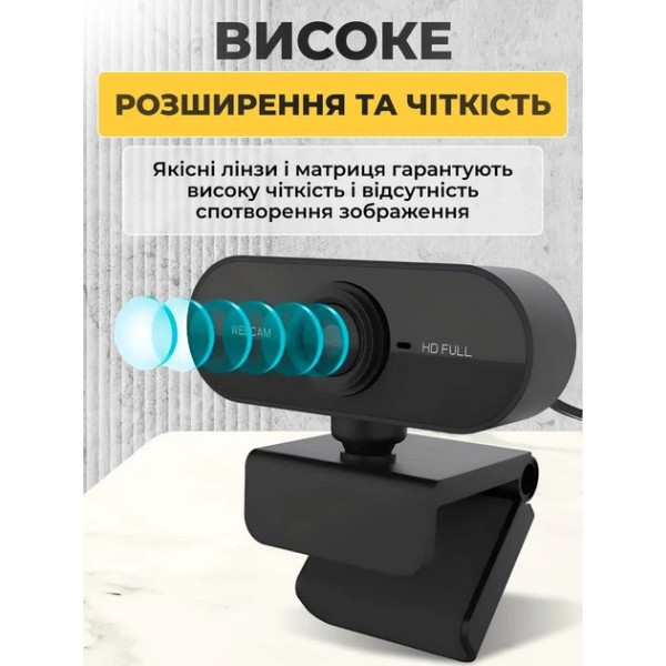 Веб-камера AND USB05 с разрешением 1080P Full HD, встроенным микрофоном и шумоподавлением для ПК