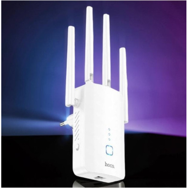 Повторитель сигнала Wi-Fi HOCO HI35 с четырьмя антеннами для дома и квартиры