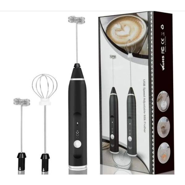 Ручной погружной капучинатор Coffe Mixer 918D с аккумуляторным питанием и двумя насадками для вспенивания моло