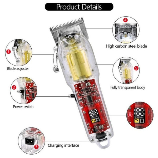 Аккумуляторная машинка для стрижки волос HAIR CUTTER LY-452 с насадками и регулировкой длины