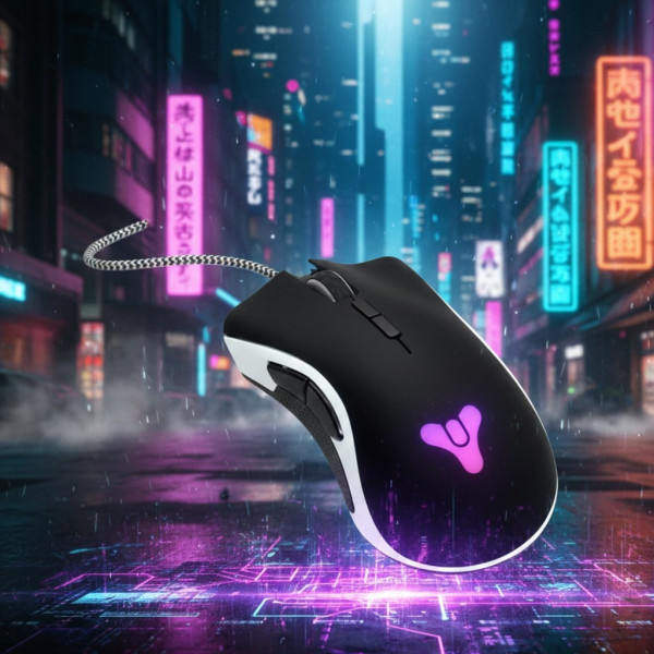 Проводная игровая мышь DeathAdder Elite Destiny с подсветкой и разрешением 16000 DPI для ПК, USB
