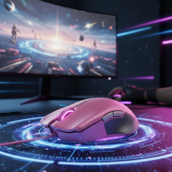 Проводная игровая мышь Lancead Tournament Edition Pink USB с подсветкой, 16000 DPI