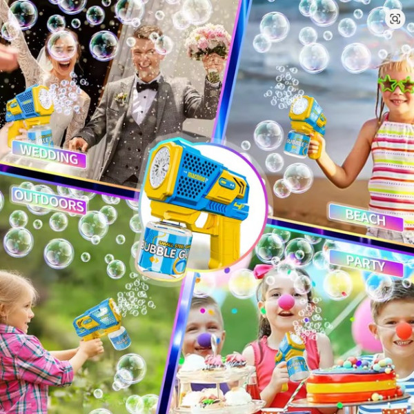 Автоматический пистолет Bubble Gun P162 для мыльных пузырей с музыкой и подсветкой