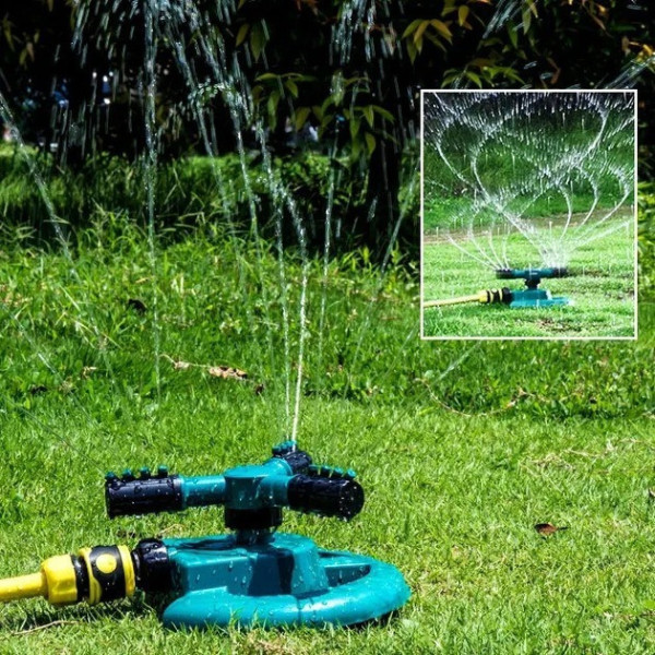 Пульсирующий садовый разбрызгиватель Lawn Sprinkler 360° с вращающимися и регулируемыми форсунками для газона