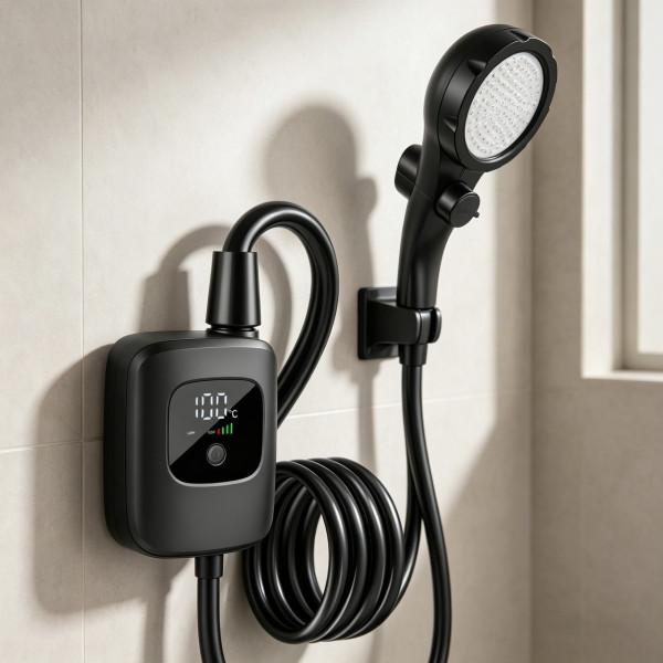 Туристический портативный аккумуляторный душ Electric Outdoor Shower 2400 мАч с LED дисплеем и USB Type-C