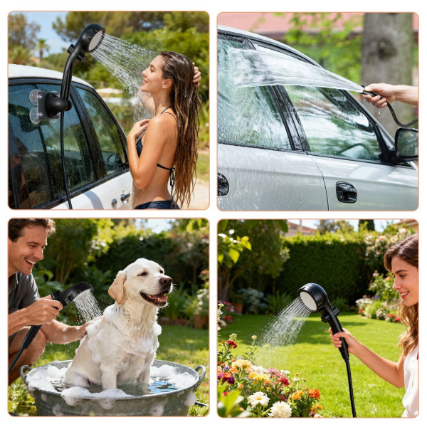 Туристический портативный аккумуляторный душ Electric Outdoor Shower 2400 мАч с LED дисплеем и USB Type-C