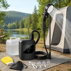 Портативный аккумуляторный душ Electric Outdoor Shower 2400 мАч с LED дисплеем и USB Type-C