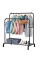 Напольная двойная вешалка Double Floor Hanger с штангами и полкой для обуви на колёсах черная