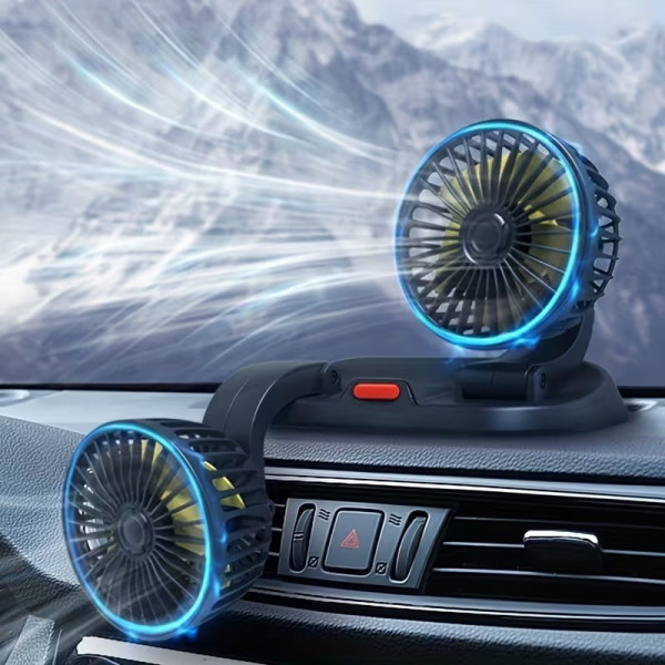 Двойной автомобильный вентилятор Vehicle Fan X666 с двумя головками от прикуривателя для салона 12В