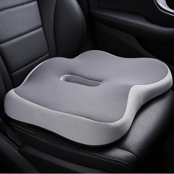 Ортопедическая дорожная подушка Memory Foam с вырезом под копчик противоскользящая для авто, офиса и дома