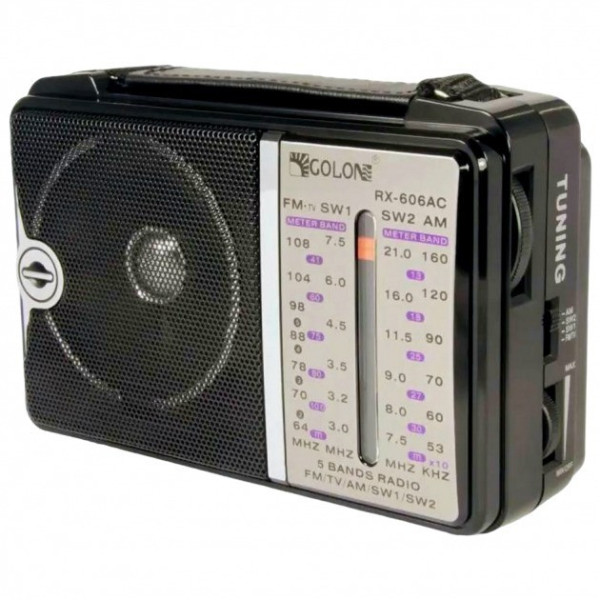 Аналоговый радиоприемник Golon RX-606AC с FM, AM, SW и TV, питание от батареек и сети 220 В