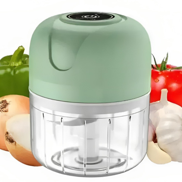 Мини-измельчитель Portable Food Processor 250 мл 80 Вт аккумуляторный USB с ножами из нержавеющей стали зеленый