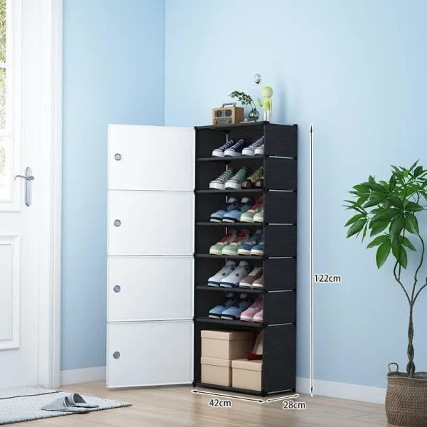 Закрытый шкаф для обуви AND 598-04 на 7 полок, компактный органайзер 42×28x122 см