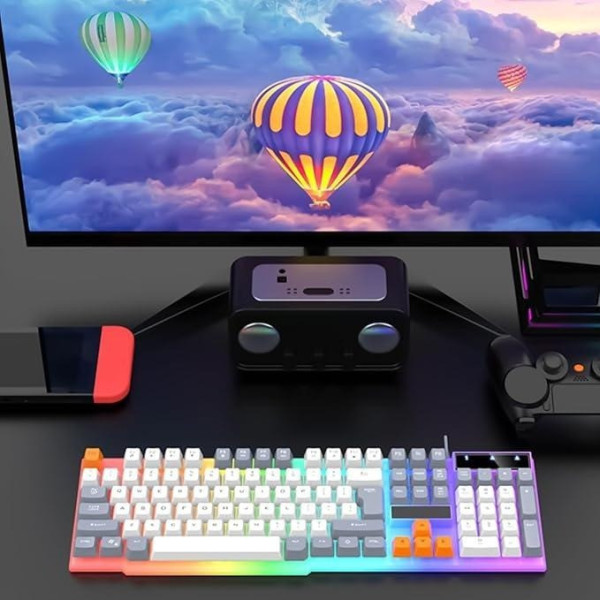 Клавиатура Raiku K26 проводная мембранная USB 104 клавиши с LED подсветкой эргономичная