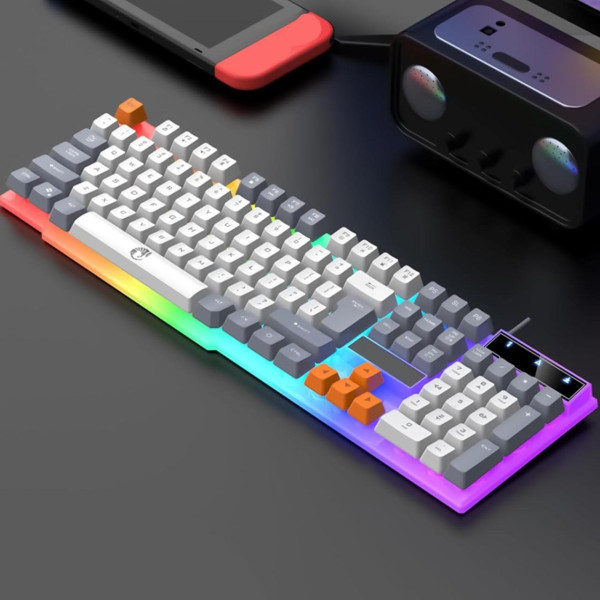 Клавиатура Raiku K26 проводная мембранная USB 104 клавиши с LED подсветкой эргономичная