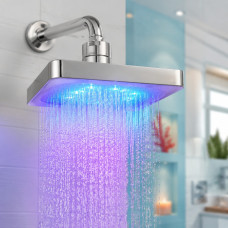 Светодиодная душевая лейка Shower Head с LED подсветкой 7 цветов квадратная 150 мм