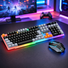Клавиатура Raiku K26 проводная мембранная USB 104 клавиши с LED подсветкой эргономичная