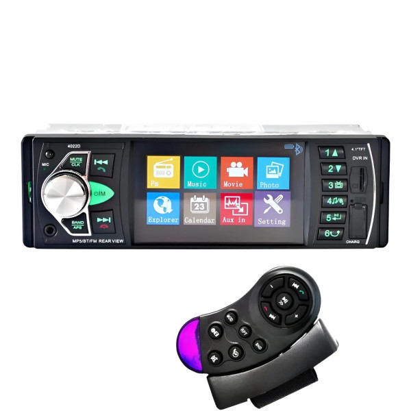 Автомагнитола MP5 4022D 1 DIN с экраном 4.1| , Bluetooth, RGB-подсветкой и пультом на руль
