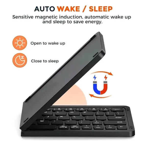 Складная Bluetooth клавиатура B023 на 67 клавиш с подставкой для телефона, русско-английская раскладка