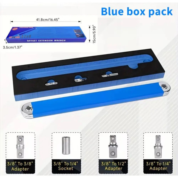 Удлиненный трещоточный ключ AND Tool 39 см с адаптерами 1/4| , 3/8|  и 1/2|