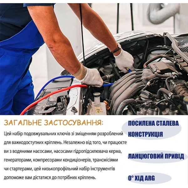 Удлиненный трещоточный ключ AND Tool 39 см с адаптерами 1/4| , 3/8|  и 1/2|