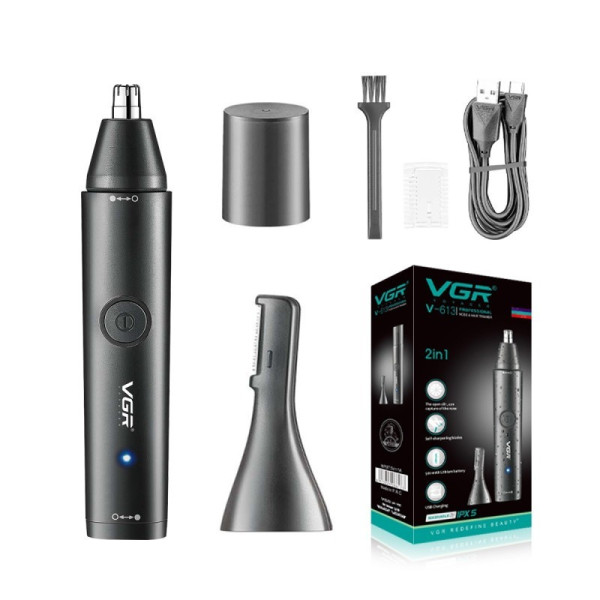 Аккумуляторный триммер VGR V-613 2 в 1 для носа, ушей и окантовки с USB Type-C