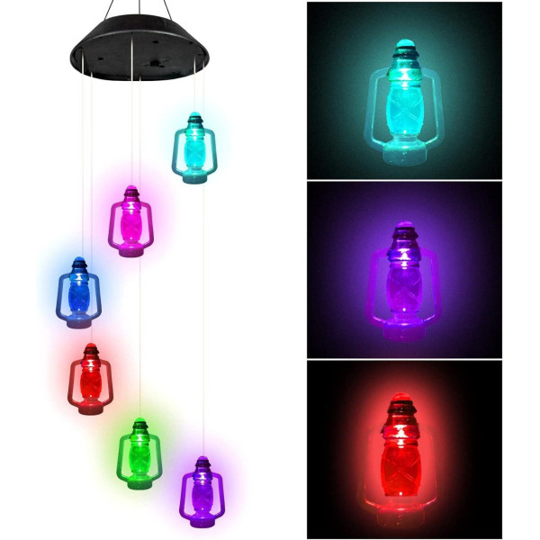 Подвесная лампа для сада Музыка ветра 6 LED фонариков на солнечной батарее разноцветный свет