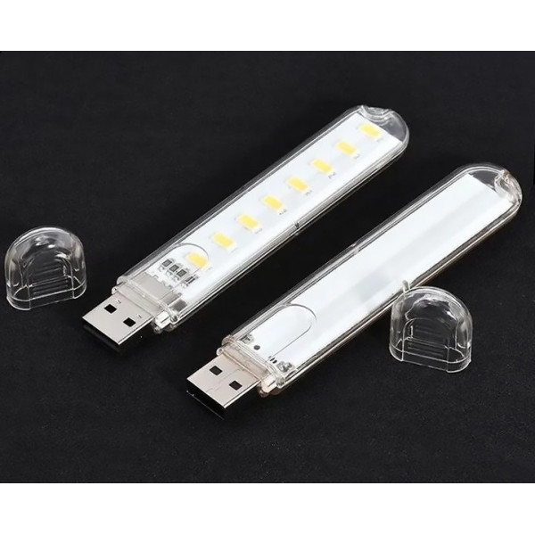 Компактный LED фонарик USB 8 LED 4 Вт теплый белый свет 4000K портативный