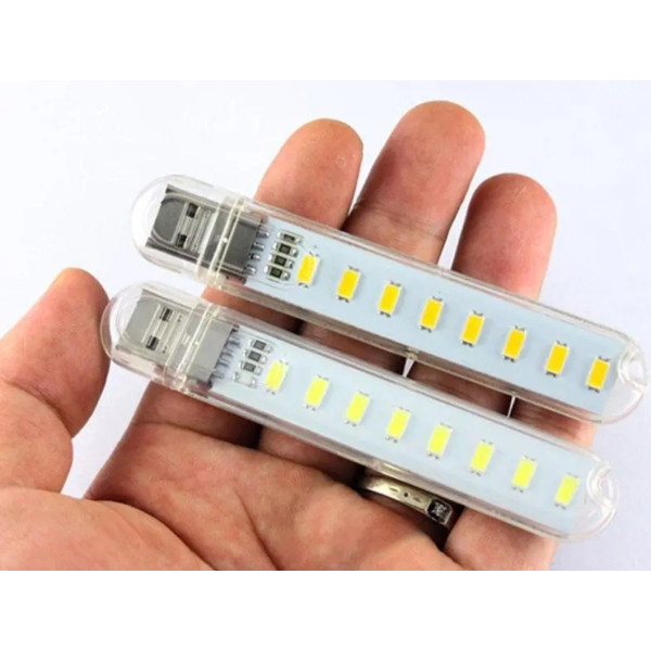 Компактный LED фонарик USB 8 LED 4 Вт теплый белый свет 4000K портативный