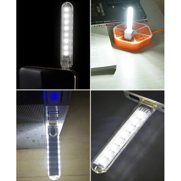 Компактный LED фонарик USB 8 LED 4 Вт теплый белый свет 4000K портативный