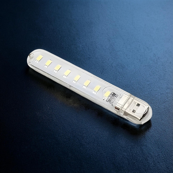 Компактный LED фонарик USB 8 LED 4 Вт теплый белый свет 4000K портативный