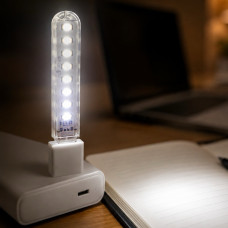 Компактный LED фонарик USB 8 LED 4 Вт теплый белый свет 4000K портативный
