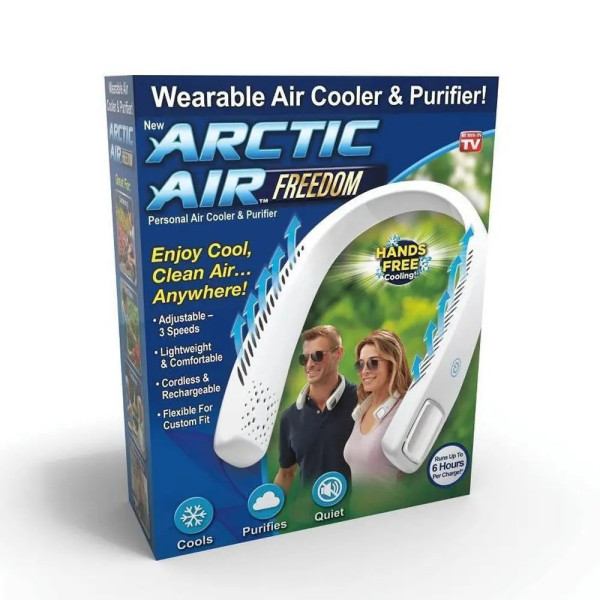 Аккумуляторный вентилятор на шею Arctic Air с 3 скоростями и зарядкой USB Type-C, белый