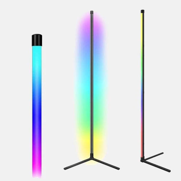 Напольный угловой светильник Corner Light RGB 120 см с пультом и музыкальным режимом, черный