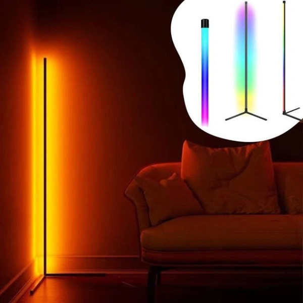 Напольный угловой светильник Corner Light RGB 120 см с пультом и музыкальным режимом, черный