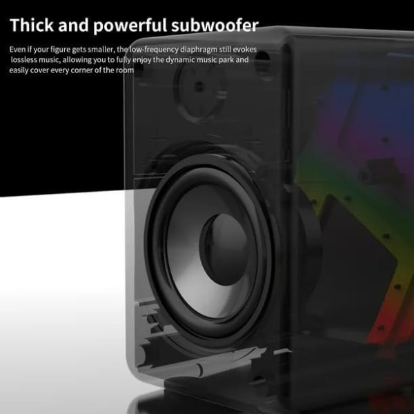 Компьютерные колонки Jedel S-527 2.0 с USB питанием, подключением 3.5 мм и RGB-подсветкой, черные