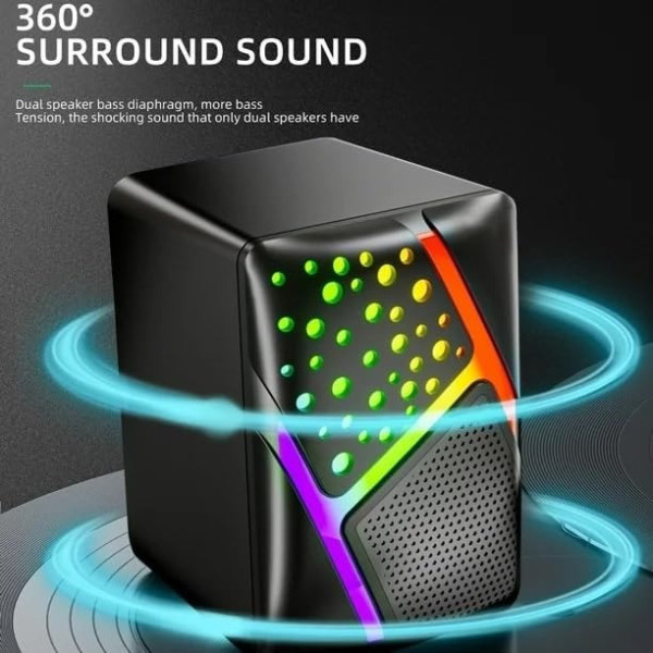 Компьютерные колонки Jedel S-527 2.0 с USB питанием, подключением 3.5 мм и RGB-подсветкой, черные