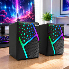 Компьютерные колонки Jedel S-527 2.0 с USB питанием, подключением 3.5 мм и RGB-подсветкой, черные