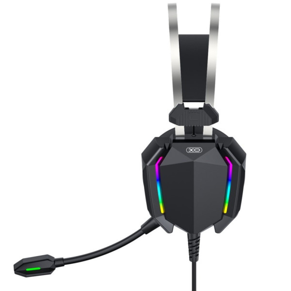 Игровая проводная гарнитура XO GE-07 с микрофоном, USB Type-A, AUX 3.5 мм и подсветкой, черная