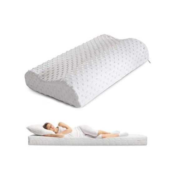 Анатомическая подушка Memory Latex Pillow с эффектом памяти и двумя валиками для поддержки шеи 46 × 27 см